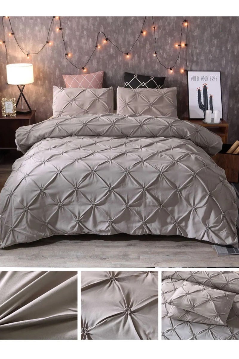 لونا هوم التطريز الملك حجم 6 قطع: (1 غطاء لحاف - 220 * 240 سم.؛ 1 ورقة مجهزة - 200 * 200 سم + 30 سم.؛ أربعة زاوية مطاطا ورقة السرير.؛ 4 حالات وسادة - 50 * 75 سم.). دون ملء، قرصة طية عادي اللون الرمادي، مجموعة الفراش. - Image 1